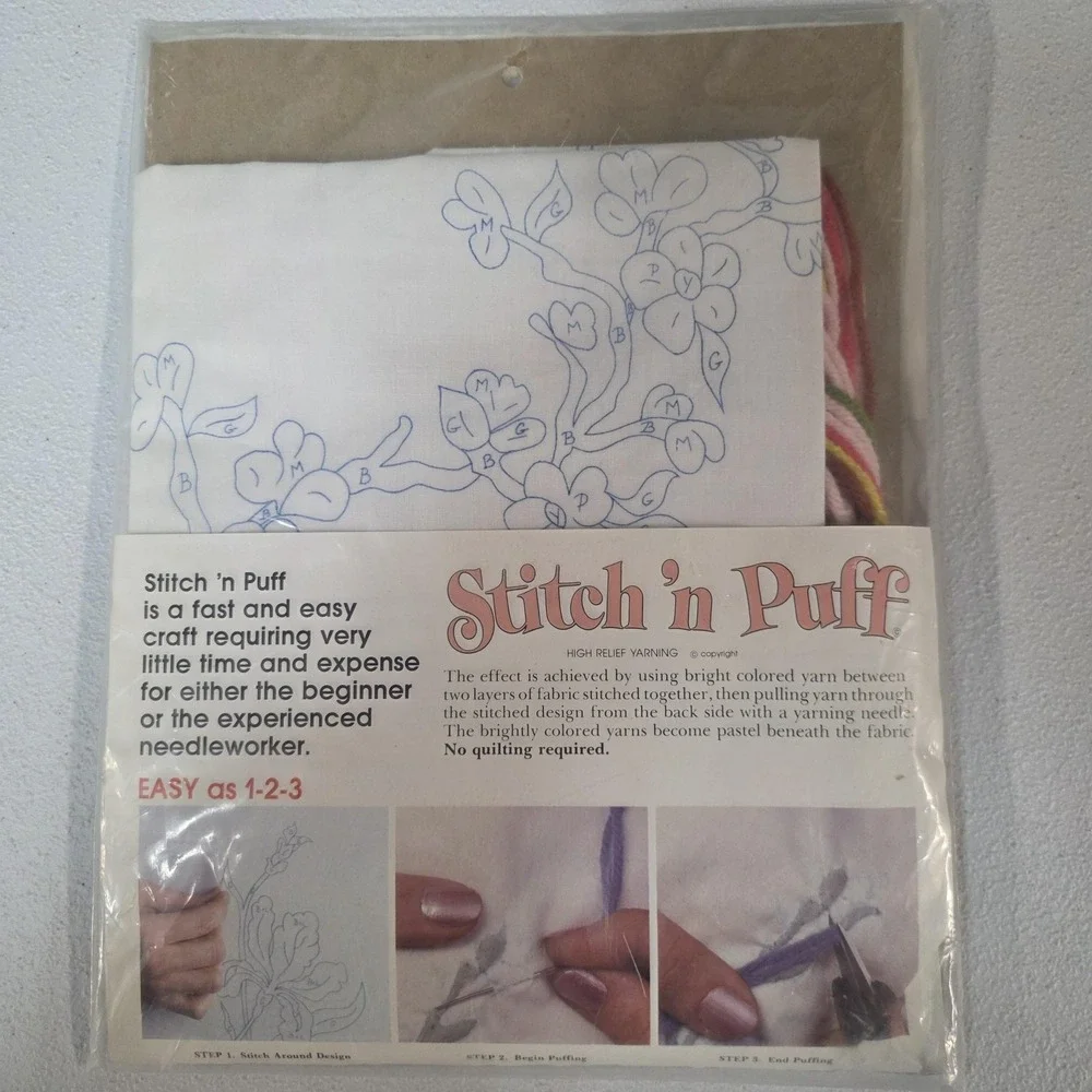 Stitch 'n Puff Orange Blossom Floral Eyelet Pillow Cover‎ Kit 16x16 403 New